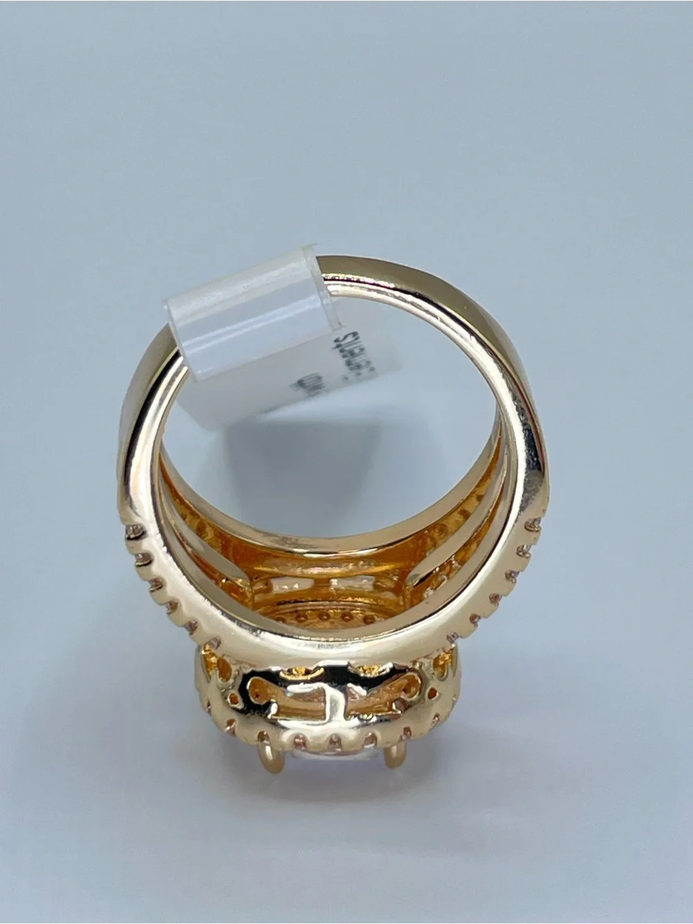 Swarovski Crystal Elements White Crystal Halo Statement Bold Ring Sz 7